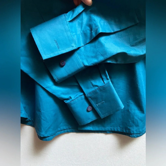 Armani Exchange Cotton teal blue button up shirt  Sz L - Picture 6 of 10
